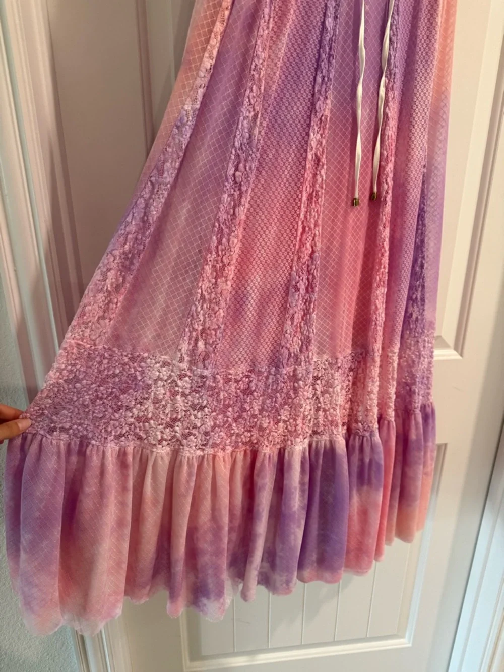 We are hah tie dye maxi dress beach dress boho dress colorful dress floral lace - Picture 3 of 8